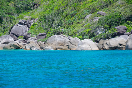 Beautiful landscape with sea and mountain in summer.の写真素材