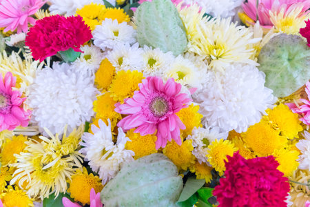 Close up colorful bunch of beautiful flowers.の写真素材