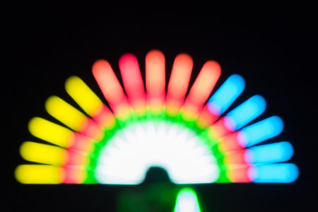 Night in city festival ray lights bokeh glitter defocused abstract background.の写真素材