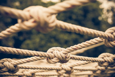 Many Coil of rope with nature background.Vintage or retro tone.の写真素材