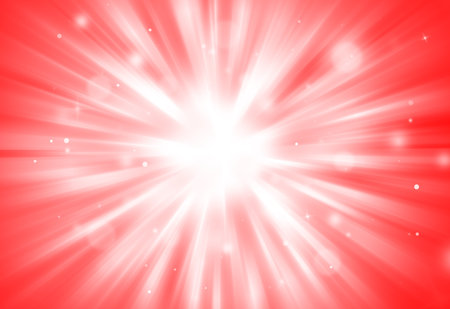 Red glitter sparkle defocused radial rays lights bokeh beautiful abstract background.の写真素材