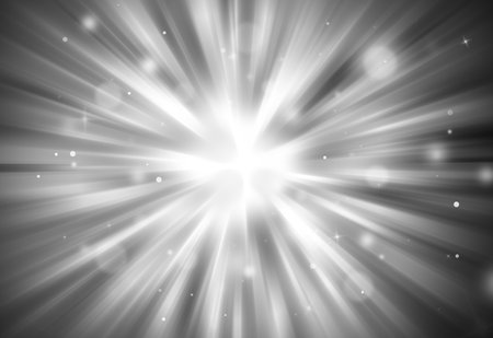 Black and white glitter sparkle defocused radial rays lights bokeh beautiful abstract background.の写真素材