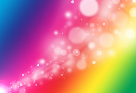 Colorful glitter sparkle defocused radial rays lights bokeh beautiful abstract background.の写真素材