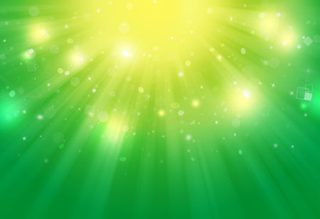 Green and yellow glitter sparkles defocused rays lights bokeh radial abstract background/texture.の写真素材