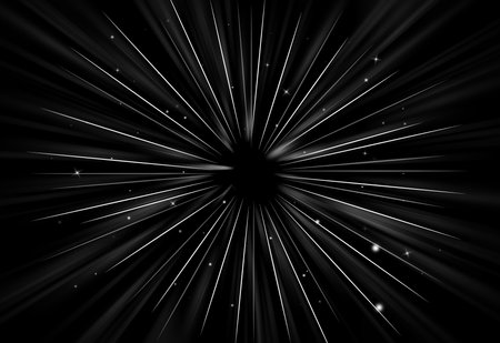 Abstract sparkles rays light explosion black background/texture.の写真素材