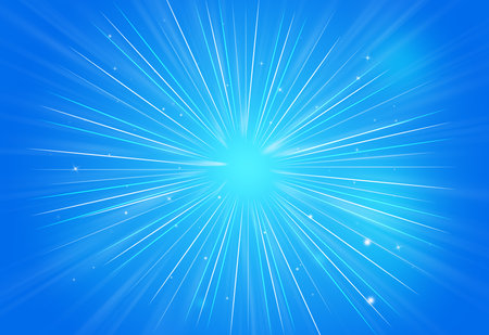 Abstract sparkles rays light explosion blue background/texture.の写真素材