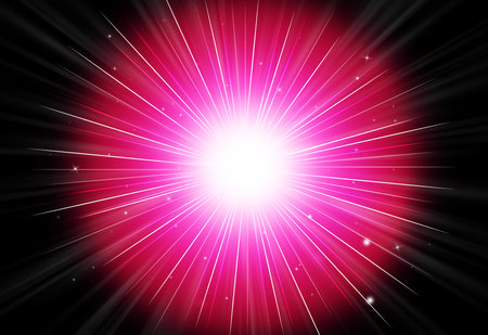 Abstract sparkles rays light explosion dark pink  background/texture.の写真素材