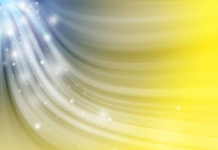 Blue and Gold sparkle twirl and glitter radial rays twinkled lights bokeh beautiful abstract background.の写真素材