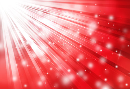 Red sparkles rays lights  glitter bokeh radial abstract background/texture.の写真素材