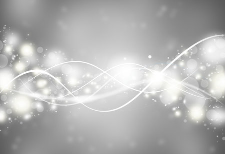 Grey sparkles glitter defocused rays lights with line bokeh abstract holiday background.の写真素材