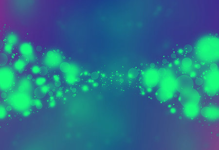 Dark Green and Blue sparkles glitter defocused rays lights gold bokeh abstract holiday background.の写真素材