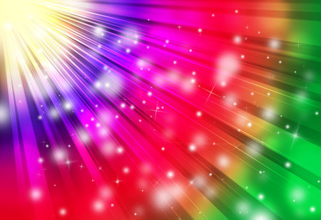 Colorful sparkles rays lights  glitter bokeh radial abstract background/texture.の写真素材