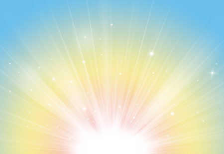 Pastel color glitter sparkles rays lights bokeh Festive Elegant abstract background.の写真素材