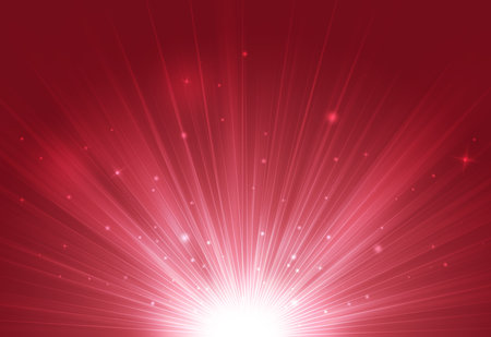 Red glitter sparkles rays lights bokeh Festive Elegant abstract background.の写真素材