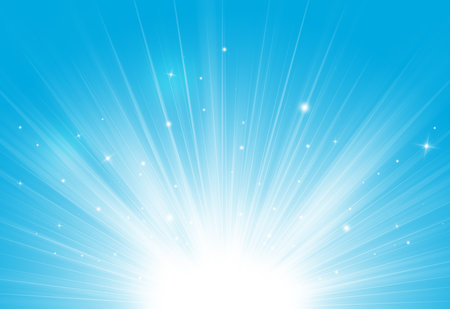 Blue glitter sparkles rays lights bokeh Festive Elegant abstract background.の写真素材