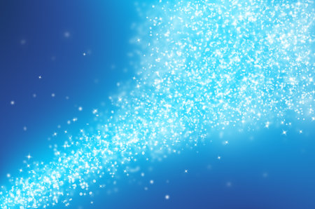 Blue glitter sparkles rays lights bokeh Festive Elegant abstract background.の写真素材
