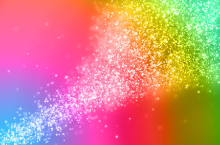 Colorfull glitter sparkles rays lights bokeh Festive Elegant abstract background.の写真素材