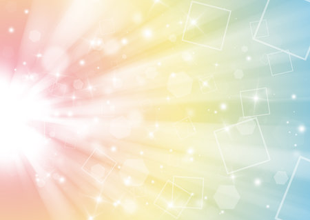 Pastel color glitter sparkles rays lights bokeh elegant technology abstract background.の写真素材