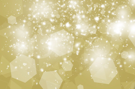 Gold glitter sparkles rays lights bokeh Festive Elegant abstract background.の写真素材