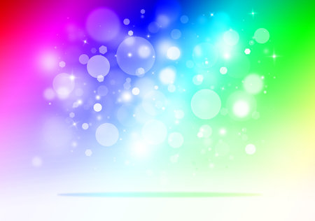 Colorfull glitter sparkles rays lights bokeh Festive Elegant abstract background.の写真素材