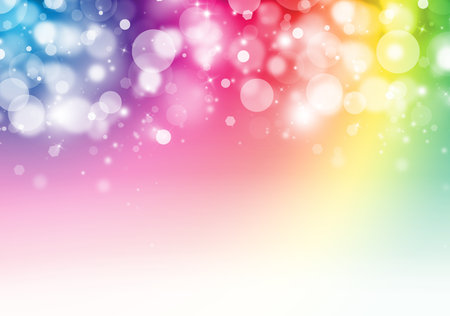 Colorful glitter sparkles rays lights bokeh Festive Elegant abstract background.の写真素材