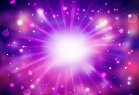 Purple glitter sparkles rays lights bokeh Festive Elegant abstract background.の写真素材