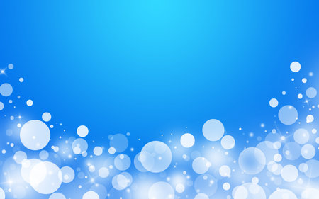 Soft blue sparkle rays lights with bokeh elegant show on stage abstract background. Dust sparks background. の写真素材