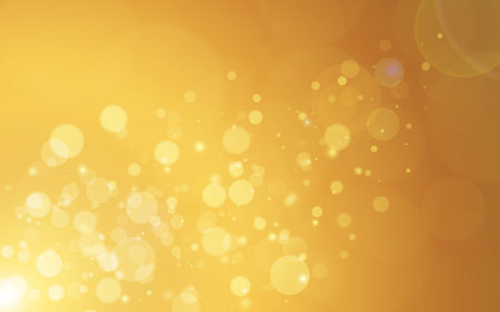 Gold sparkle rays lights with bokeh elegant show on stage abstract background. Dust sparks background. の写真素材