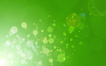 Green sparkle rays lights with bokeh elegant show on stage abstract background. Dust sparks background. の写真素材