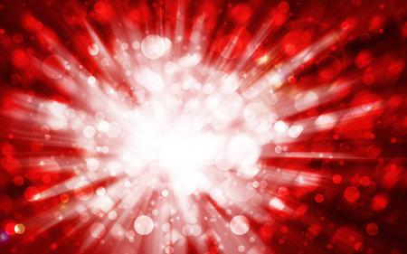 Red sparkle rays lights with bokeh elegant show on stage abstract background. Dust sparks background.の写真素材