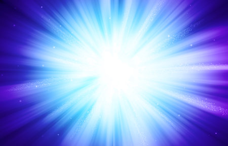 Blue sparkle rays glitter lights with bokeh elegant abstract holiday background.の写真素材