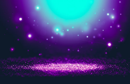Purple and Pink sparkle rays glitter lights with spotlight bokeh elegant show on stage abstract background. Dust sparks background.Spotlight backgroundの写真素材