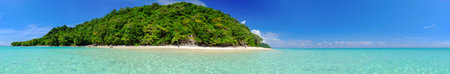 Panorama White Beach Blue Ocean and Blue Sky  at Rok Island Thailand