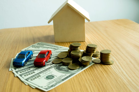 Accountants are checking the homeowner's finances to ensure there is a deposit.の写真素材