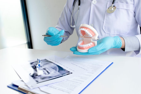 The dentist examining the teeth of the patient found that his teeth have improved.