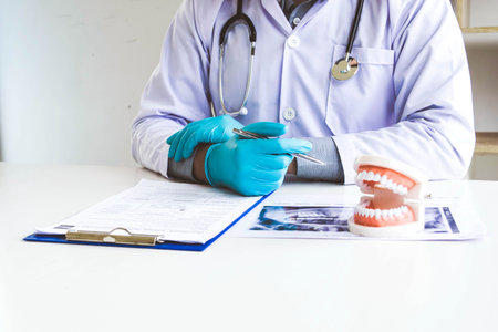 The dentist examining the teeth of the patient found that his teeth have improved.