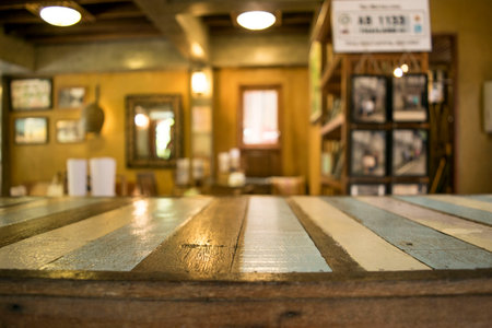Wooden floor with coffee tableの写真素材