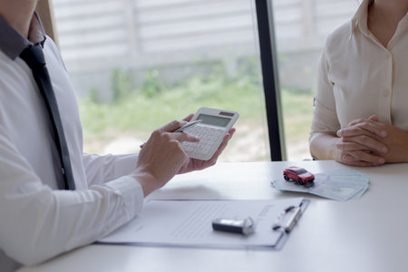 The capitalist has rented a car for the tenant and the tenant has made a deposit as collateral according to the law.の写真素材