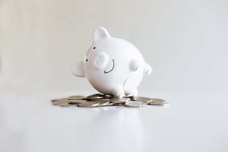 The piggy bank was overflowing and the dollar banknotes included, saving money, accounting and...