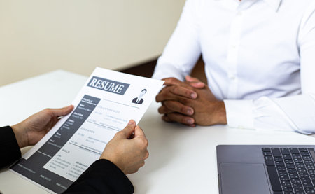 Employer or HR department is reading the resume and interviewing the ability of new employees,...