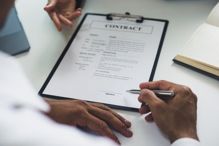 Approving and signing contracts concept, New employees are approved to work in the stock market and...
