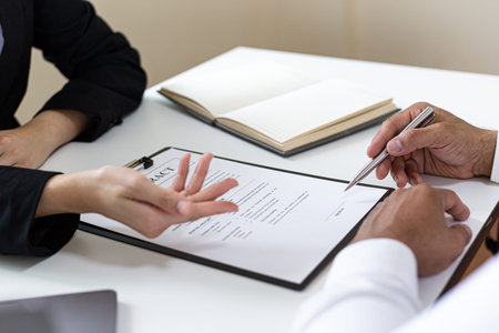 Approving and signing contracts concept, New employees are approved to work in the stock market and...