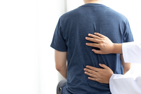 Physical therapists or physicians perform physical therapy for patients admitted to the hospital, Massage or muscle relaxation and physical therapy concept.の写真素材