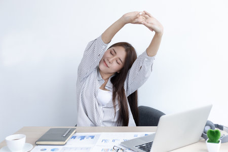 White background picture ,Young business women in Asia are smiling, Text input,  Business professional Concept.の写真素材