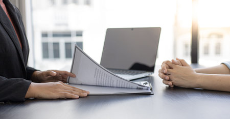 Approving and signing contracts concept, New employees are approved to work in the stock market and...