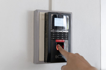 Close up young man's hand pressed the button to turn on the light switch, Open the electrical...