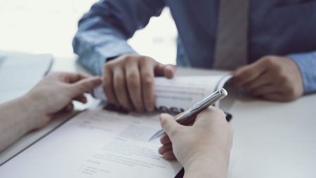 Job seeker has signed an employment contract with the employer or company HR, Signing a contract for...
