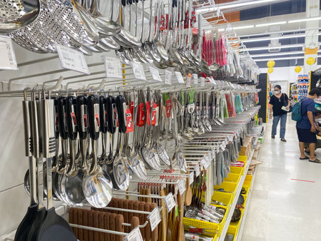 Tesco Lotus,THAILAND- August 25, 2021 : Products in famous department stores in Thailand Selling electrical appliances - dry food - condiments - snacks - beverages â soap-shampoo and many more.のeditorial素材