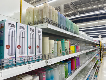 Tesco Lotus,THAILAND- August 25, 2021 : Products in famous department stores in Thailand Selling electrical appliances - dry food - condiments - snacks - beverages â soap-shampoo and many more.のeditorial素材