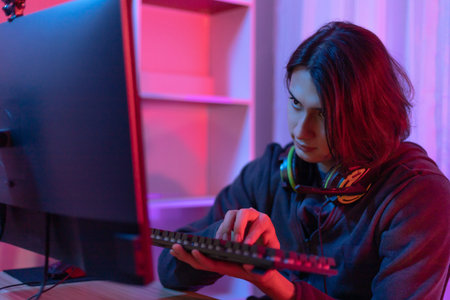 Young men play E-Sport games or streamers, Male enjoying playing online games, entertainment  or...